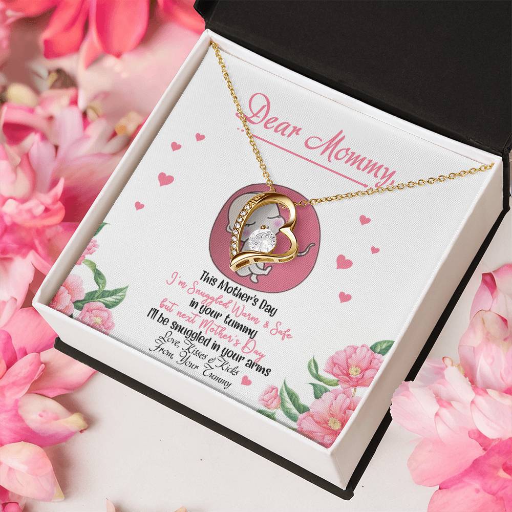 Dear Mommy From Your Tummy Mother's Day Gift Luxury Necklace Baby Bump Gift Expecting Mom Gifts To My Mommy From Tummy Forever Love Necklace
