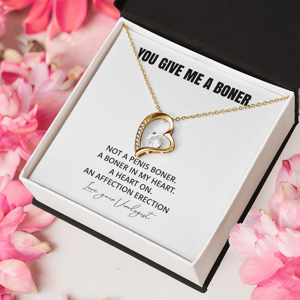 You Give Me A Heart Boner An Affection Erection Funny & Sarcastic Love For Her ♥ Mature Best Funny Gag Gifts For Virologist Wife On Special Days Forever Love Necklace