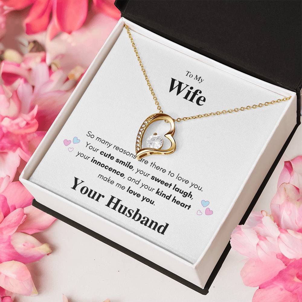 Forever Love Necklace To My Wife Cubic Zirconia 14k White Gold 1 Forever Love Necklace
