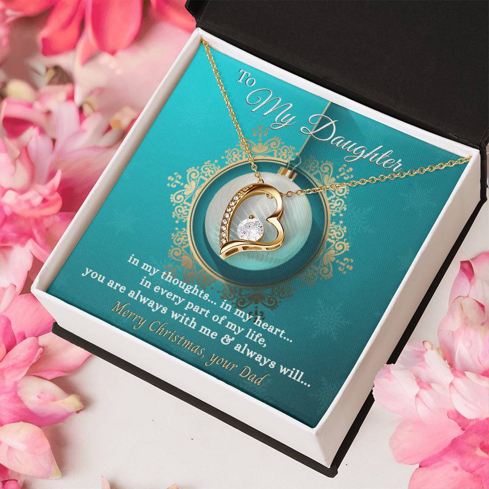 To My Daughter Heart Necklace Forever Love Necklace