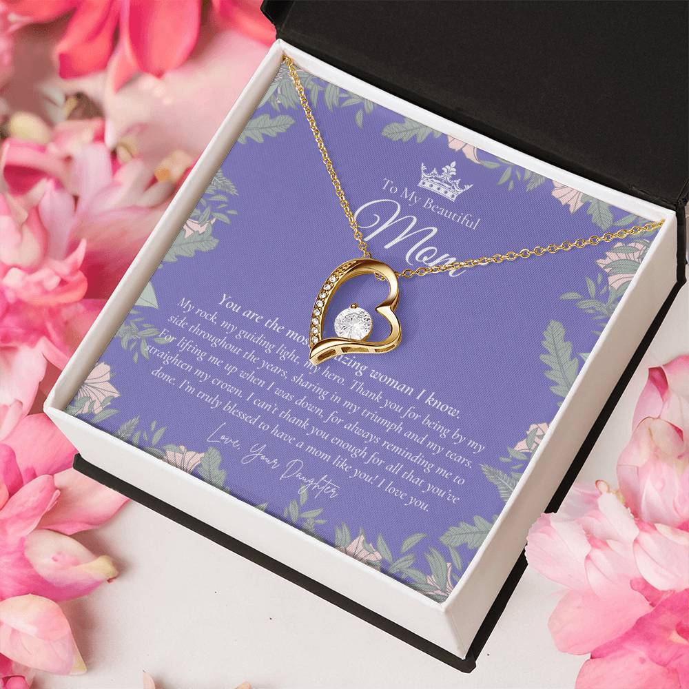 To My Beautiful Mom Necklace Beautiful Mom Gift Mother’S Day Gift Birthday Gift For Mom Gift From Daughter On Wedding Day Forever Love Necklace