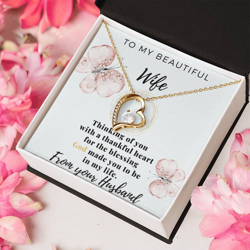 Gift For Wife From Husband - To My Beautiful Wife - Love From Your Husband - To My Beautiful Wife Necklace Forever Love Necklace