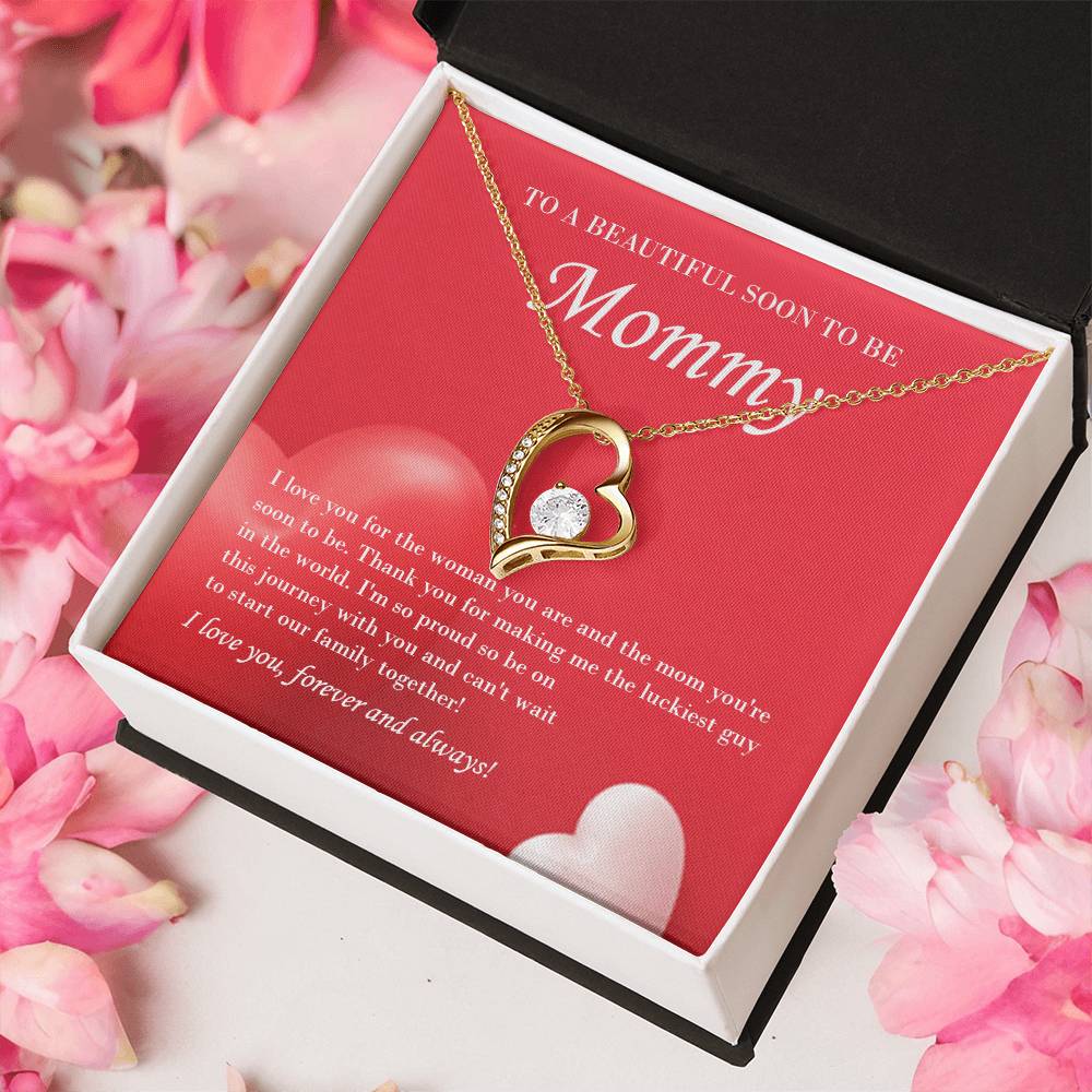 Mom To Be Valentine's Necklace From Baby Bump And Husband First Time Mommy Soon To Be Mother Jewelry Pregnant Valentine's Present Forever Love Necklace
