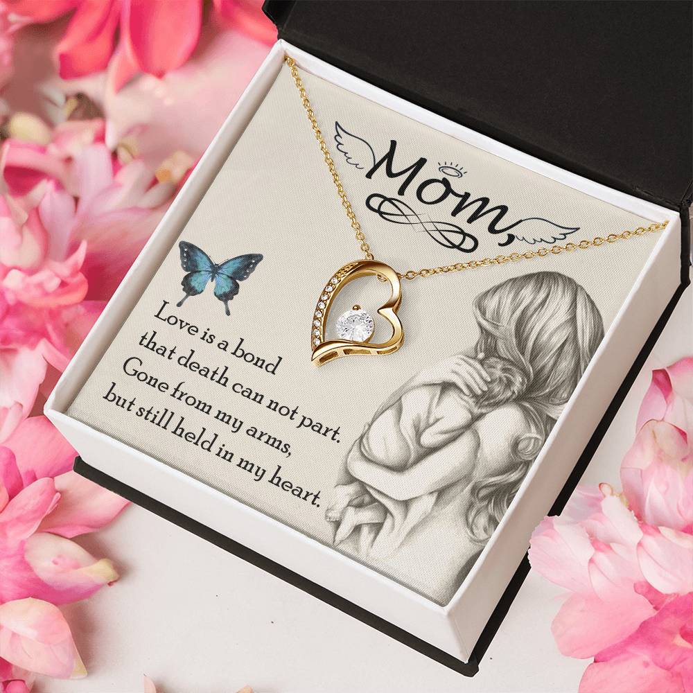 Remembrance Necklace Mom Love Is A Bond That Death Can Not Part Gift To Remember Mom Angel Wings 1 Forever Love Necklace