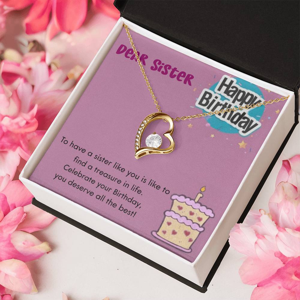 Dear Sister Happy Birthday 925 Sterling Silver Pendant 1 Forever Love Necklace