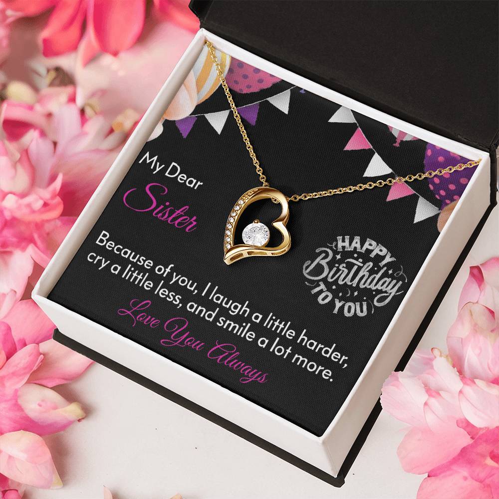 My Dear Sister Happy Birthday 925 Sterling Silver Pendant 1 Forever Love Necklace