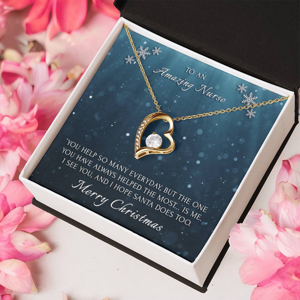 Merry Christmas To An Amazing Nurse 14K Gold Necklace Forever Love Necklace
