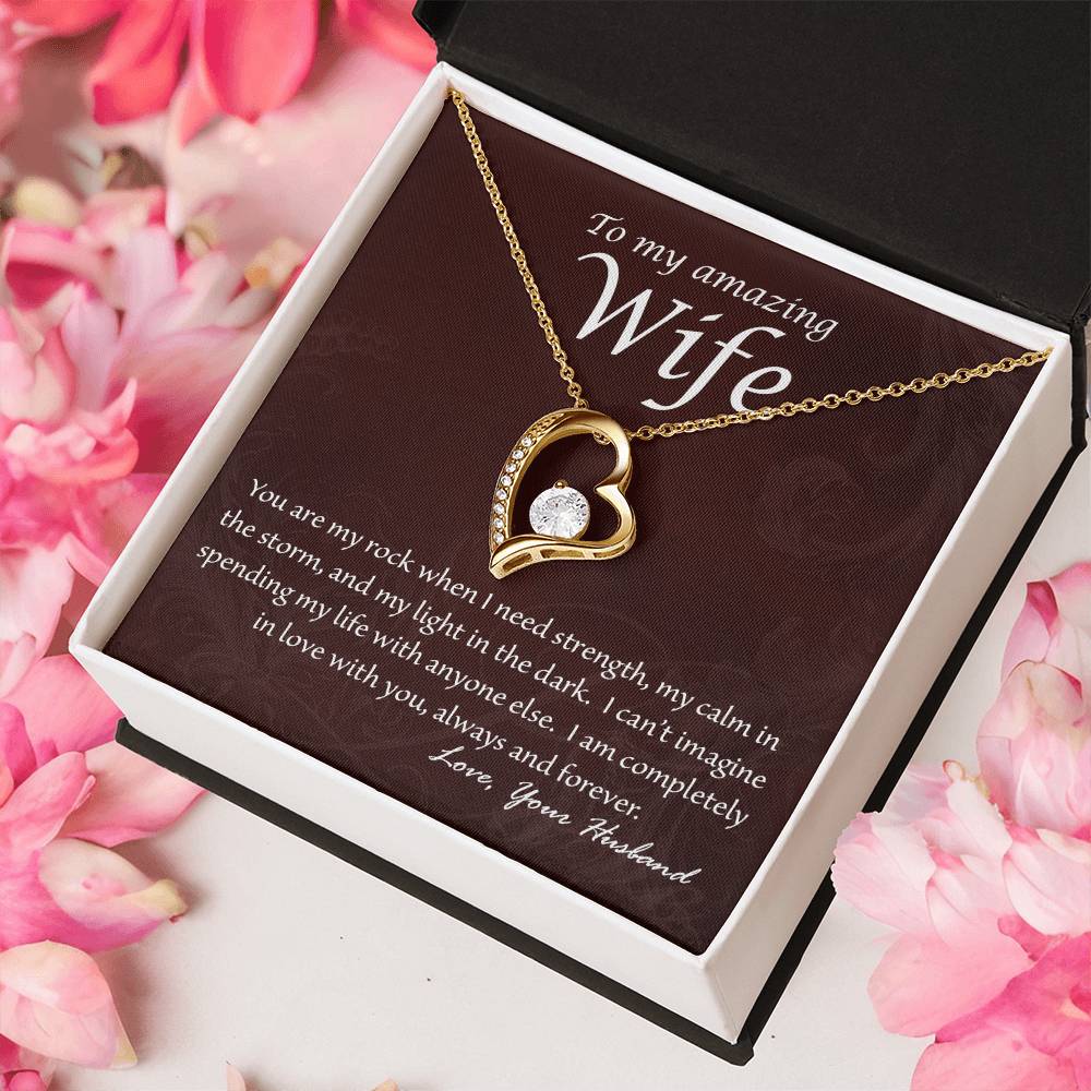Wife You Are My Rock Heart Necklace Forever Love Necklace