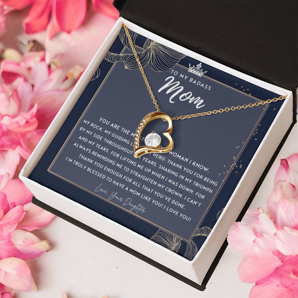Badass Mom Gift To My Badass Mom Necklace Mother’s Day Gift Daughter To Mom Gift Gift From Daughter To Mom On Wedding Day Mom Gift 2 Forever Love Necklace