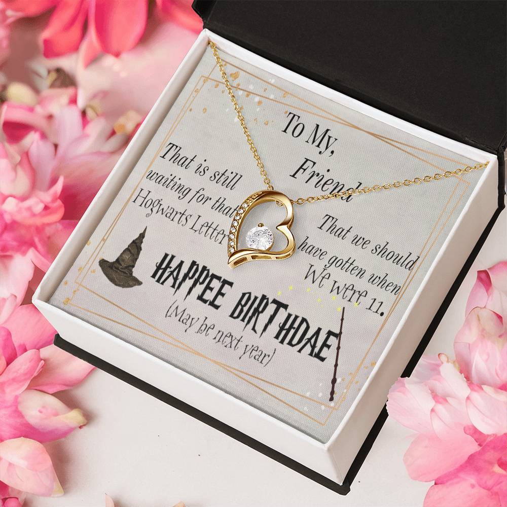 Happee Birthade Gift To Friends Who Is Potterhead Hp Themed Gift Idea. Perfect Gift For Hp Lover. Hp Themed Birthday Wish Card With Gift Necklace Forever Love Necklace