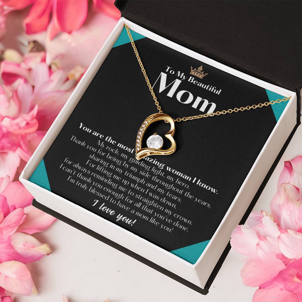 To My Beautiful Mom Necklace Badass Mom Gift Mother’s Day Gift Birthday Gift Gift From Daughter On Wedding Day Forever Love Necklace