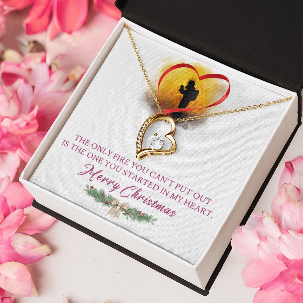 Merry Christmas To My Firefighter 14k Gold Necklace Forever Love Necklace