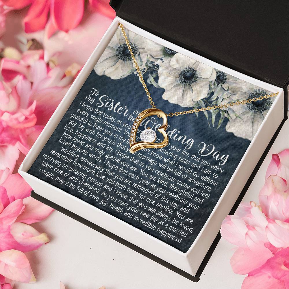 Sister Wedding Day Forever Love Necklace Gift To Bride From Sister Necklace Sister To Bride Gift Bride Jewelry Cute Gift From Sister Forever Love Necklace
