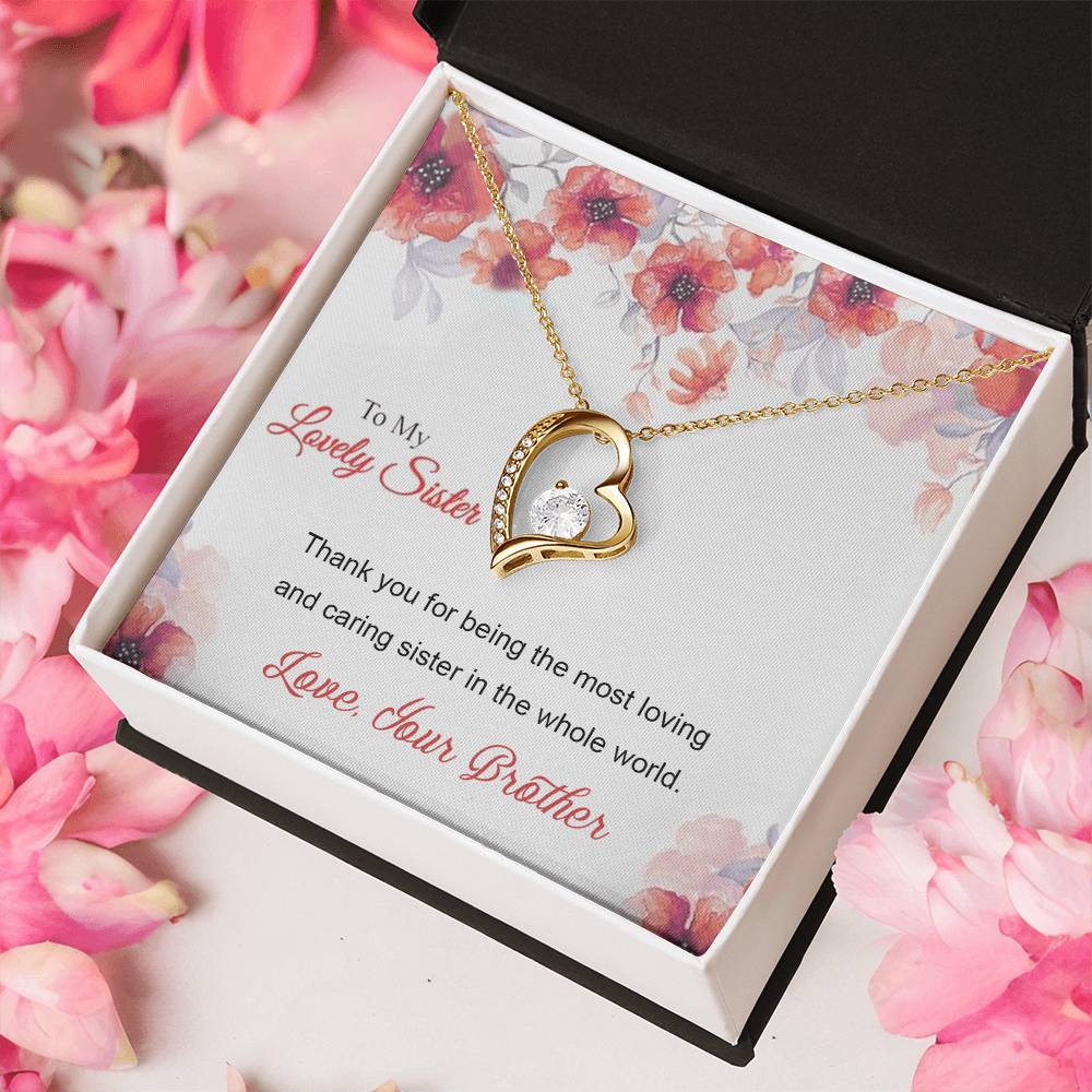 To My Lovely Sister - 92.5 Sterling Silver Pendant Forever Love Necklace