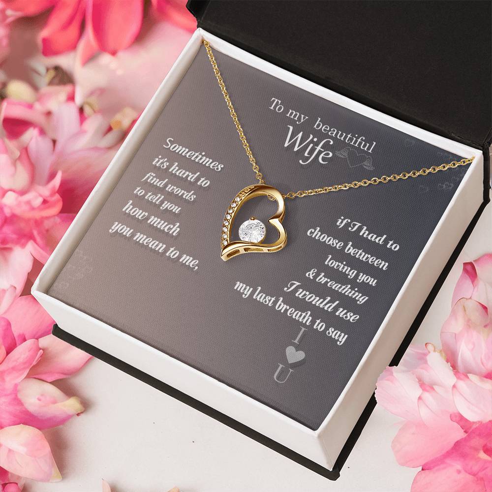 To My Beautiful Wife Anniversary Necklace For Wife 14k White Gold And 18k Yellow Gold 1 Forever Love Necklace