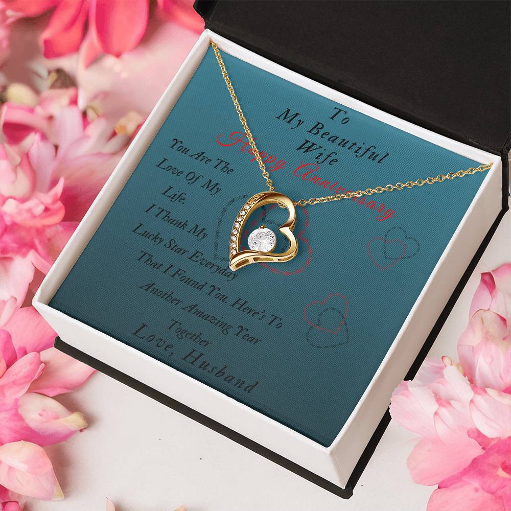 To My Beautiful Wife - Happy Anniversary- Forever Love Necklace Forever Love Necklace