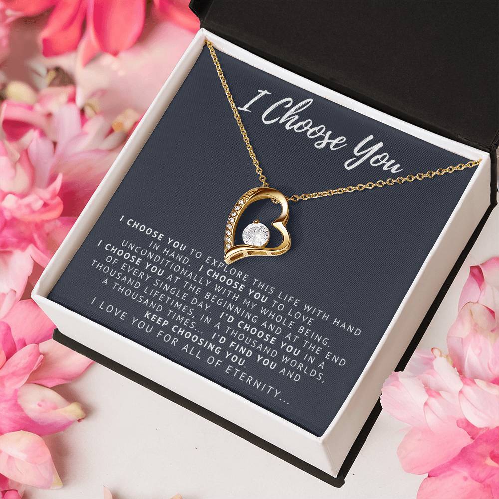 I Choose You 14k White Gold Forever Love Necklace
