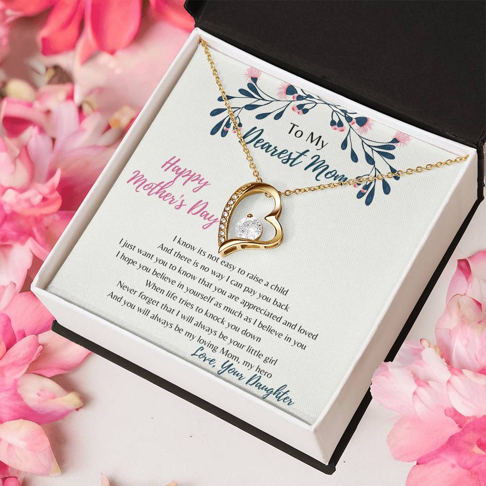 To My Dearest Mom I Will Always Be Your Little Girl Crystal Heart Pendant Forever Love Necklace