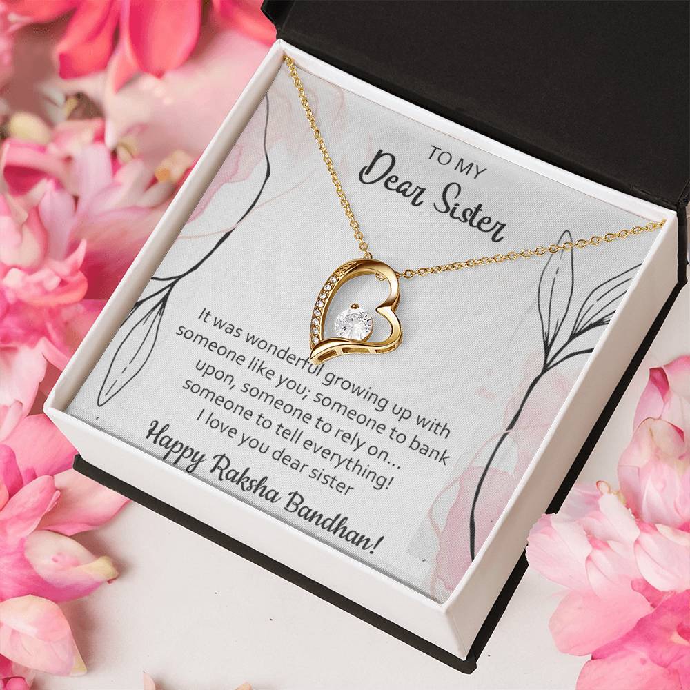 To My Sister - Happy Raksha Bandhan - 925 Sterling Silver Pendant Forever Love Necklace