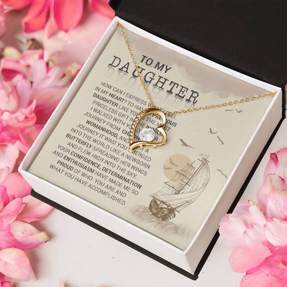 To My Daughter Love Mum White Gold Necklace Forever Love Necklace