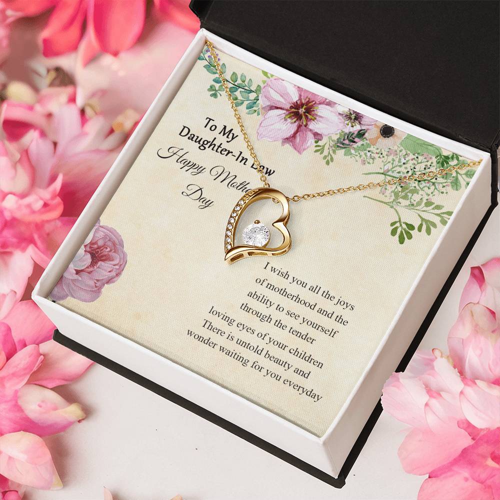 To My Daughter In Law Mother's Day Gift For Daughterinlaw New Mom Necklace Daughter Gift For Happy Mother's Day Forever Love Necklace