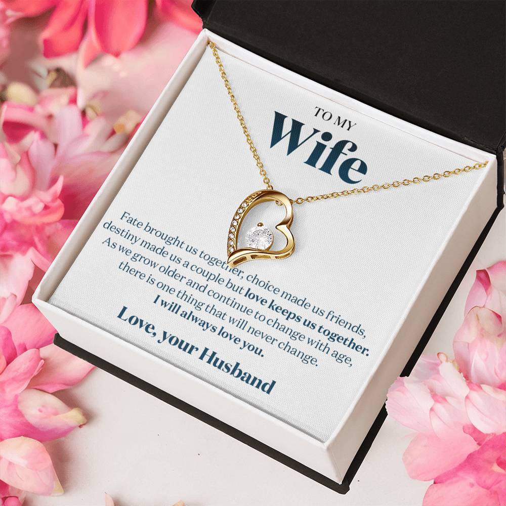 To My Stunning Wife My Love For You Will Never Change Message Card Gift Forever Love Necklace