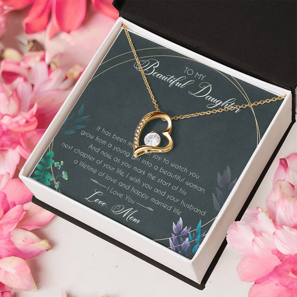 To My Beautiful Daughter Birthday Message Card Gift From Mom Mom To Daughter Gift Mom And Daughter Always Remember Forever Love Necklace