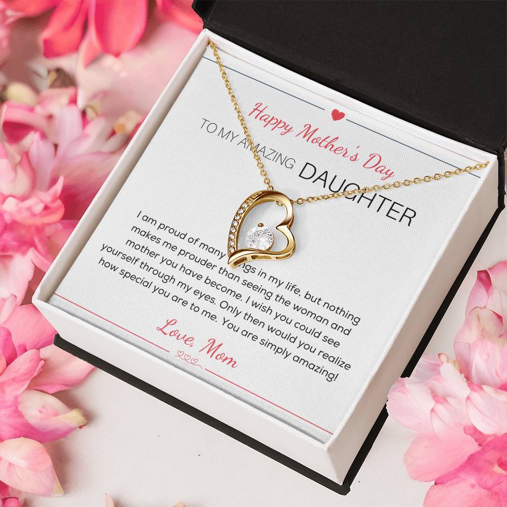 To My Amazing Daughter Necklace Happy Mother's Day Gift For Daughter From Mom Mother's Day Necklace For Daughter Amazing Daughter Necklace From Dad Forever Love Necklace