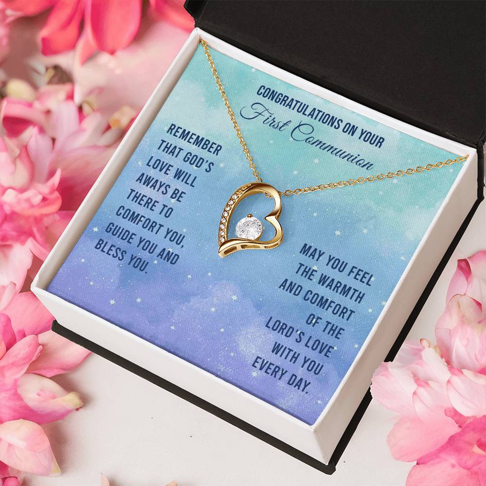 Congratulations On Your First Communion Remember That God's Love Will Aways Be There To Comfort You Guide You And Bless Necklace Forever Love Necklace