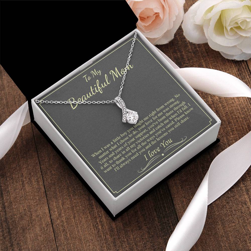 To My Beautiful Mom Necklace Mom Birthday Gift Mother's Day Gift Necklace For Mom From Son Alluring Beauty Necklace