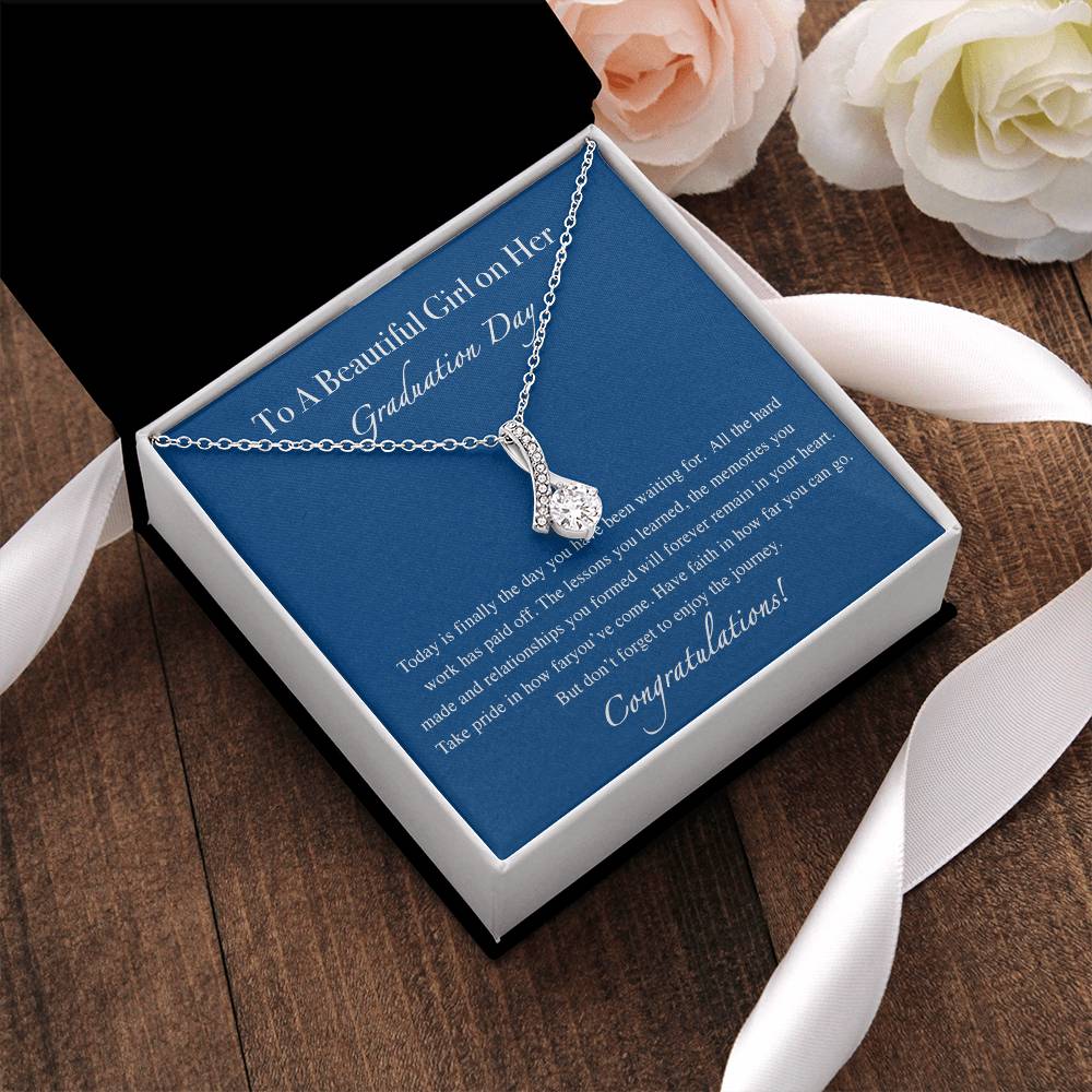 To A Beautiful Girl On Her Graduation -Mom To Daughter Alluring Beauty Necklace Gift - Mothers Day Gift From Daughter - Gift For Daughter From Mom Alluring Beauty Necklace