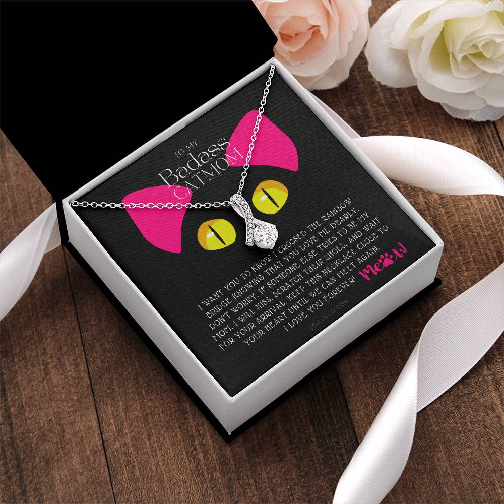 To My Badass Cat Mom Until We Can Meet Again Necklace Loss Of Cat Memorial Necklace Cat Loss Gifts Rainbow Bridge Cat Pet Sympathy Gift 7 Alluring Beauty Necklace