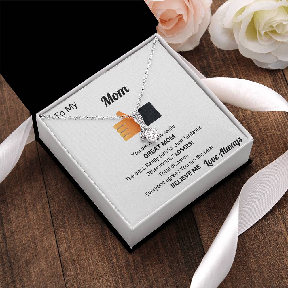 Really Great Mom Sparkly Pendant Necklace - Alluring Beauty Necklace