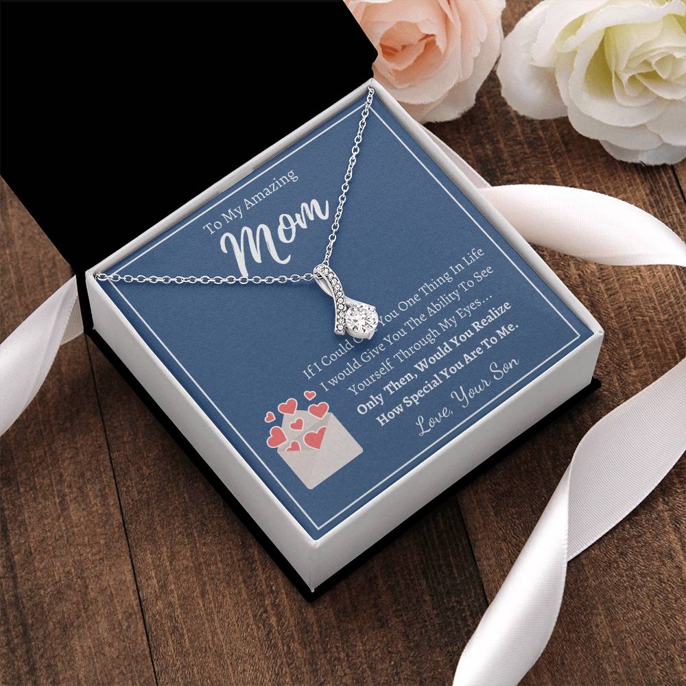 To My Amazing Mom - Ribbon Necklace - Love Your Son Alluring Beauty Necklace