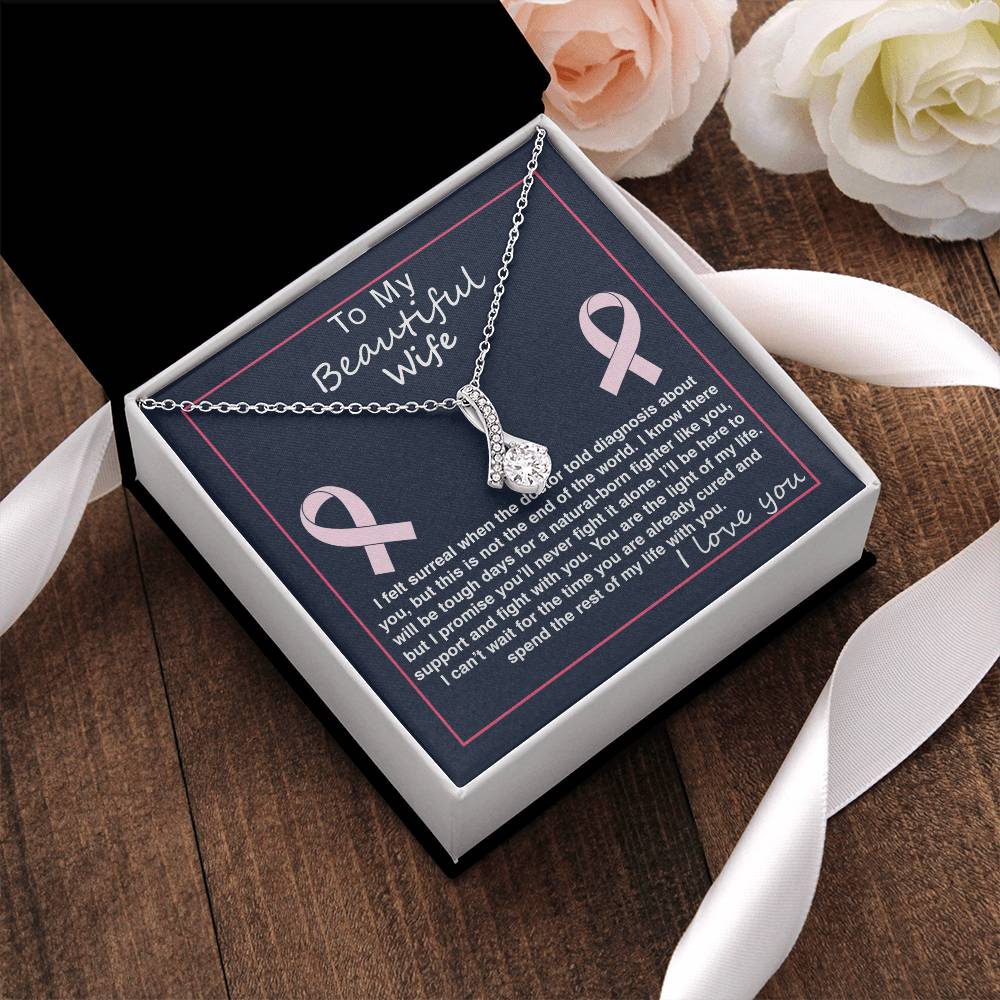 Ribbon Pendant Necklace With Here To Support You Message Card Gift For Wife Alluring Beauty Necklace