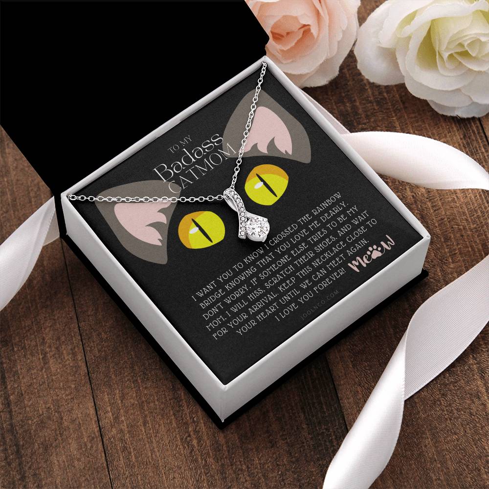 To My Badass Cat Mom Until We Can Meet Again Necklace Loss Of Cat Memorial Necklace Cat Loss Gifts Rainbow Bridge Cat Pet Sympathy Gift 1 Alluring Beauty Necklace