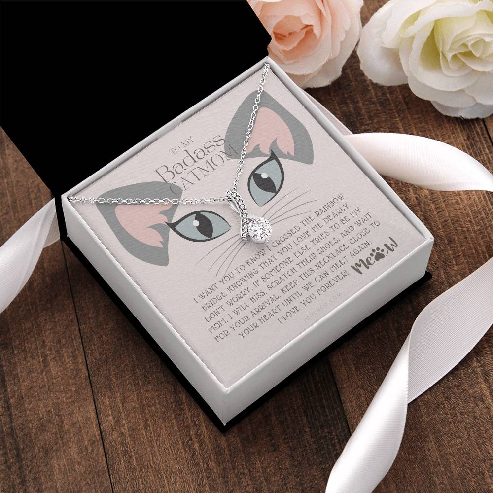 To My Badass Cat Mom Until We Can Meet Again Necklace Loss Of Cat Memorial Necklace Cat Loss Gifts Rainbow Bridge Cat Pet Sympathy Gift Alluring Beauty Necklace