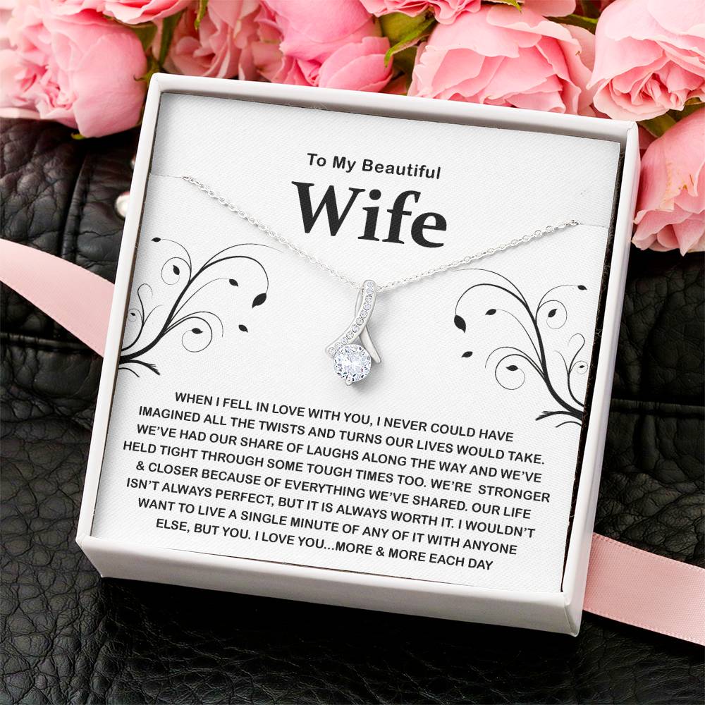 To My Beautiful Wife - Heart Melt Message Alluring Necklace❤️ Alluring Beauty Necklace