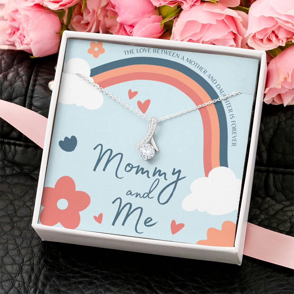 Mommy And Me Heart Hand-Stamped Necklace Mother Daughter Necklace Mommy And Me Heart Jewelry Gift For Mom Gift From Daughter Alluring Beauty Necklace