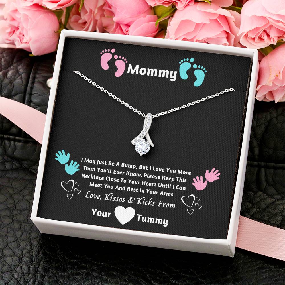 Mommy Crystal Necklace- I Can't Wait To Meet You. Love Bump Alluring Beauty Necklace