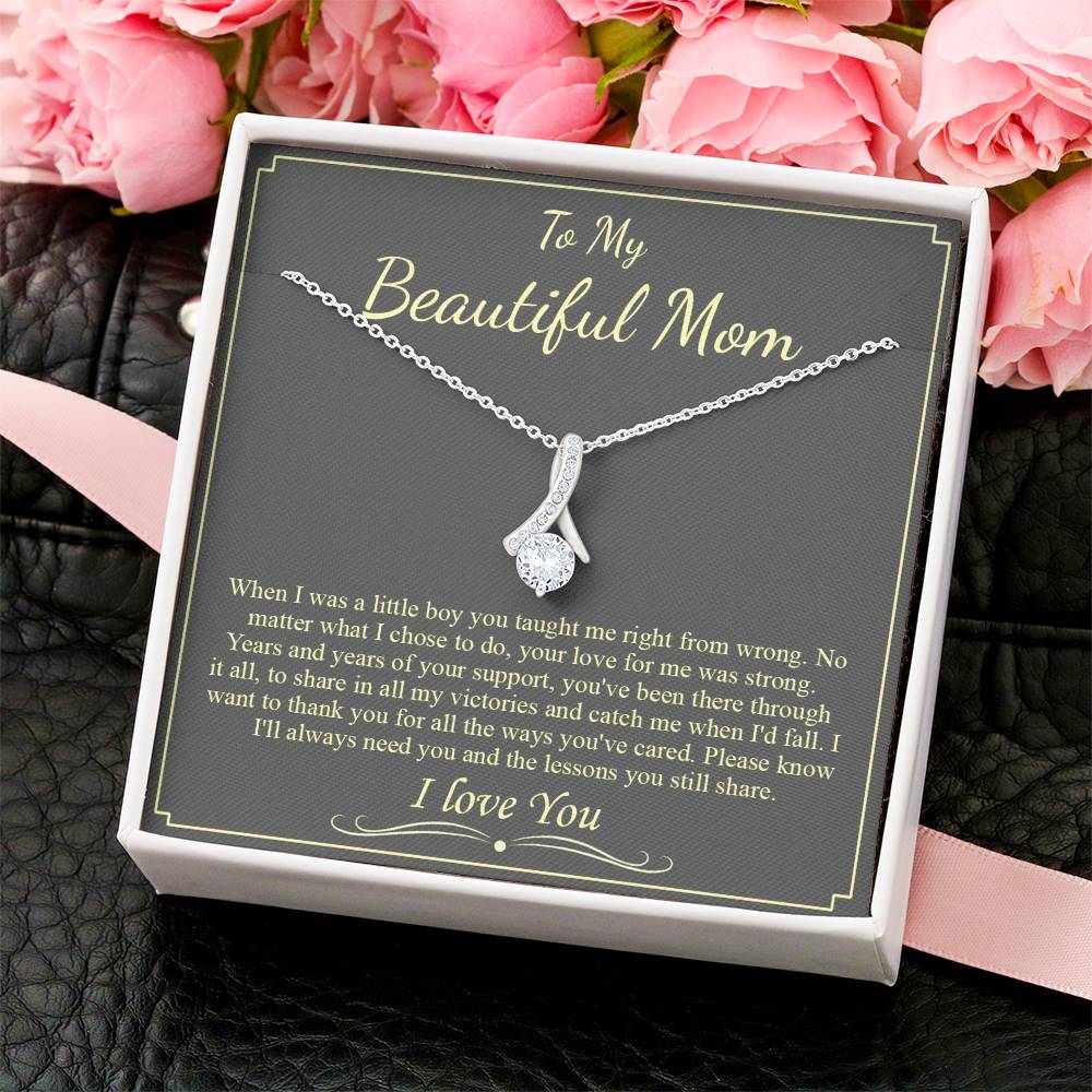 To My Beautiful Mom Necklace Mom Birthday Gift Mother's Day Gift Necklace For Mom From Son Alluring Beauty Necklace