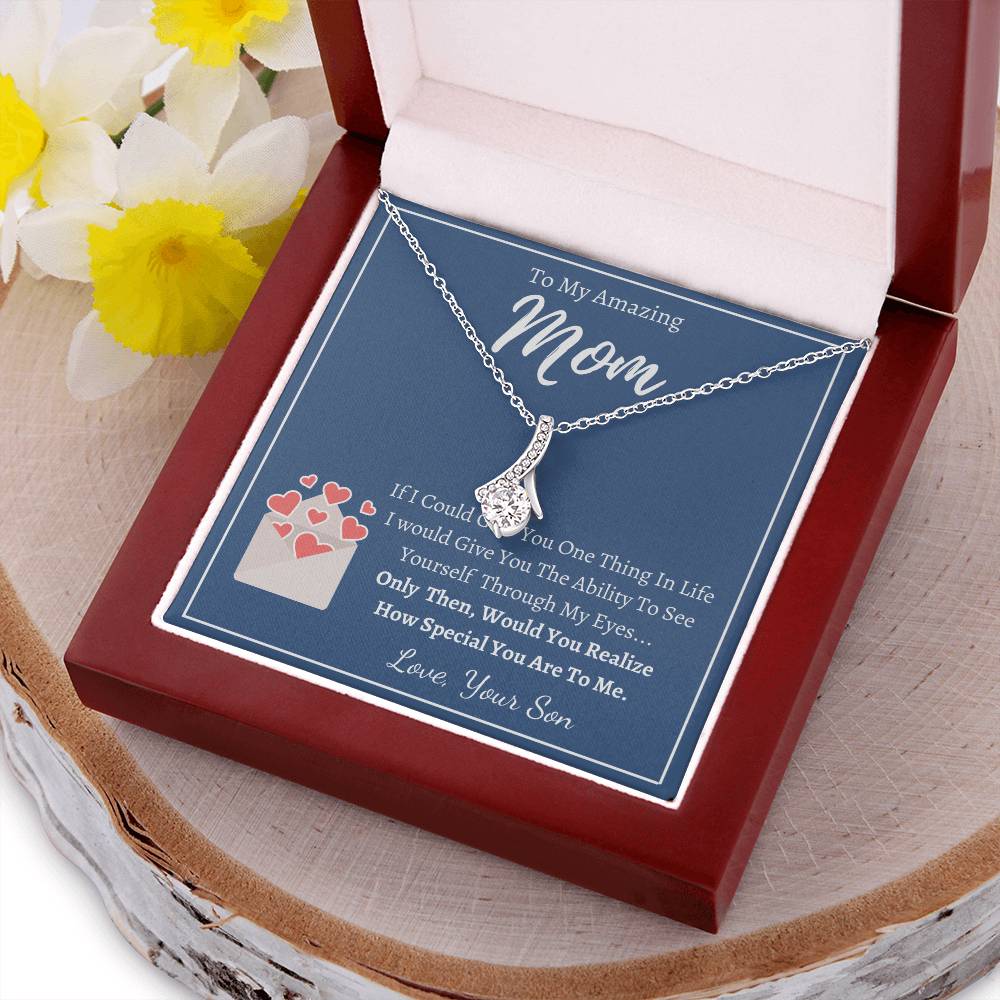 To My Amazing Mom - Ribbon Necklace - Love Your Son Alluring Beauty Necklace