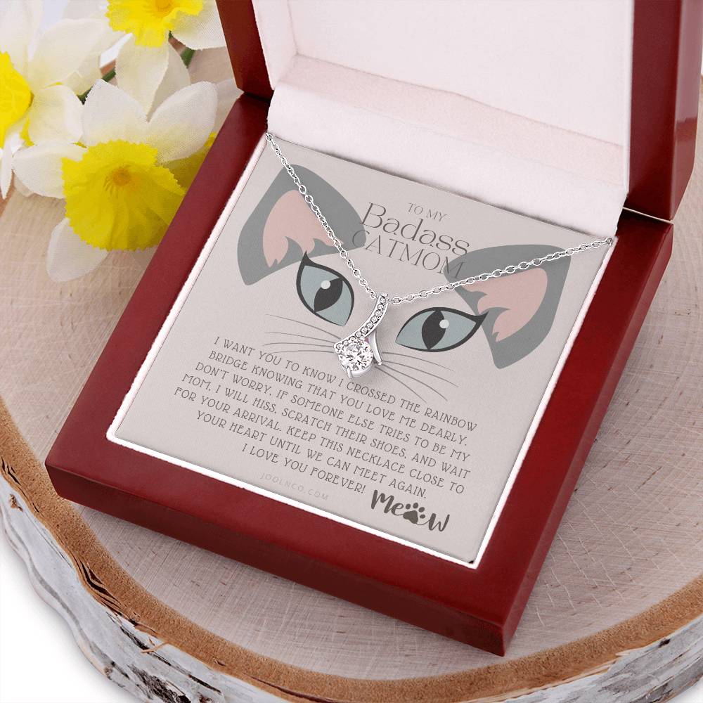 To My Badass Cat Mom Until We Can Meet Again Necklace Loss Of Cat Memorial Necklace Cat Loss Gifts Rainbow Bridge Cat Pet Sympathy Gift Alluring Beauty Necklace