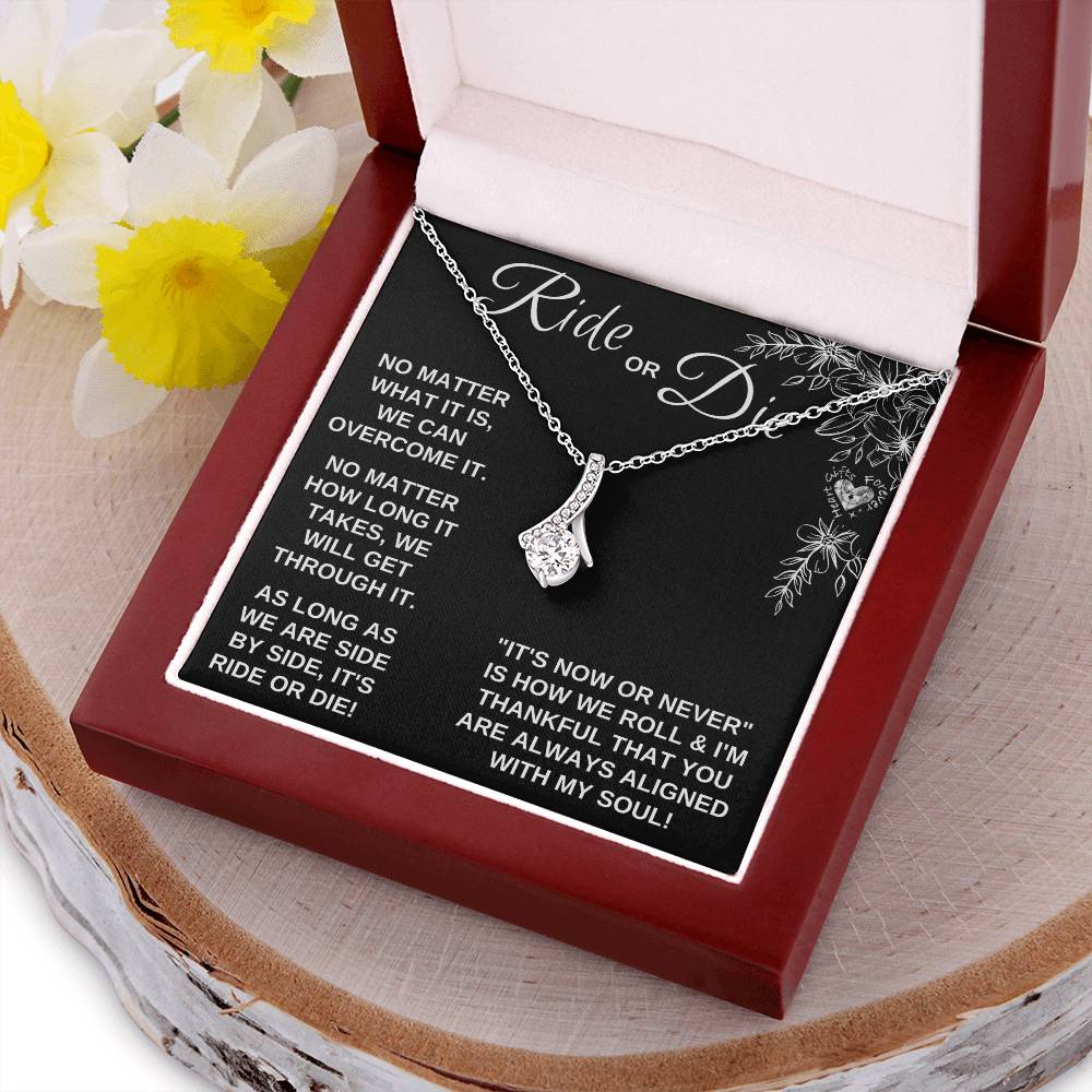 Ride Or Die Ribbon Necklace For Soulmate Alluring Beauty Necklace