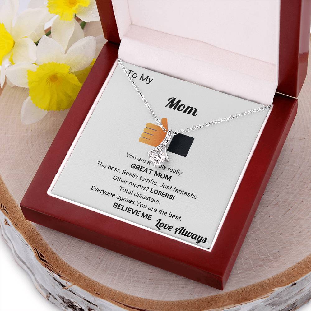 Really Great Mom Sparkly Pendant Necklace - Alluring Beauty Necklace