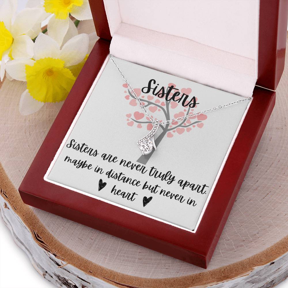 Sisters - Interlocking Necklace - Love Tree Background Message Card Jewelry Gift Holiday Birthday Gift For Sister Wedding Gift Necklace Gift Sister Alluring Beauty Necklace