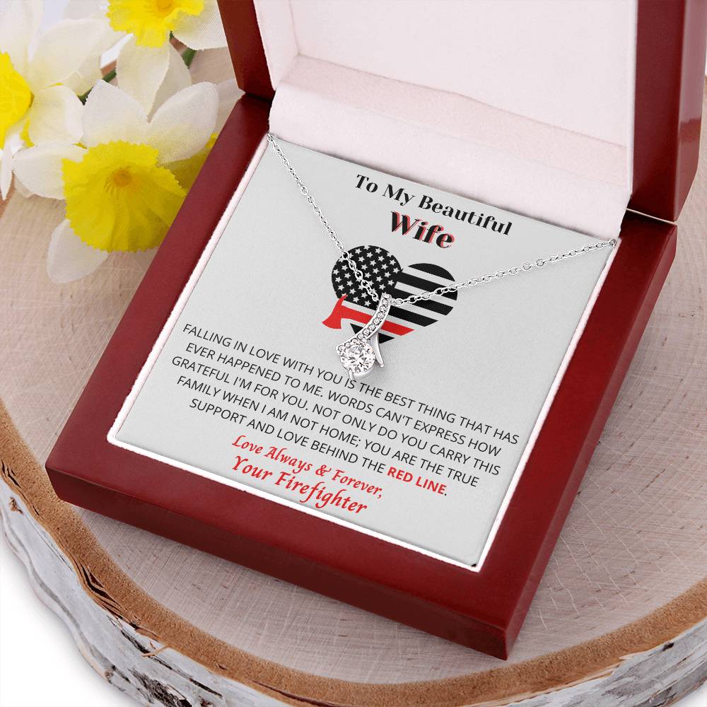 To My Beautiful Wife - Firefighter's Wife - Necklace Usa Made Alluring Beauty Necklace