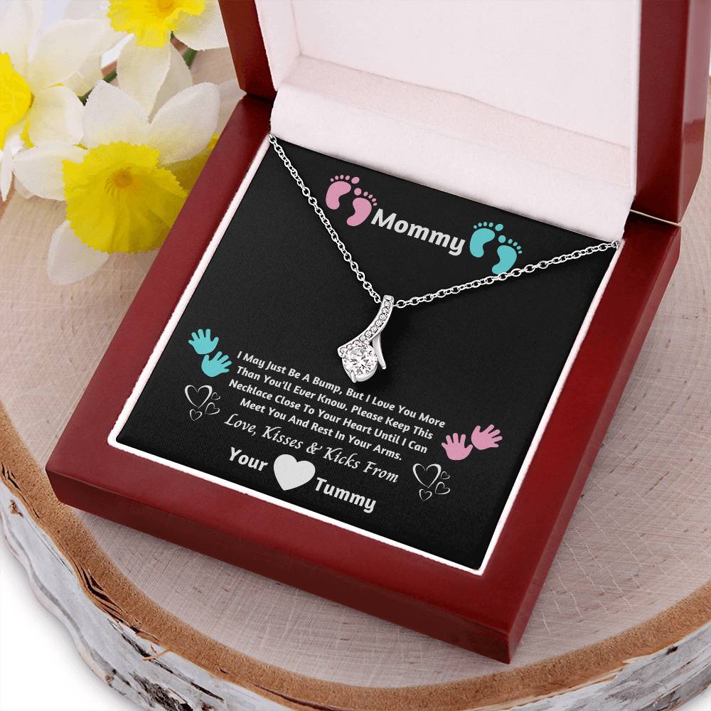 Mommy Crystal Necklace- I Can't Wait To Meet You. Love Bump Alluring Beauty Necklace