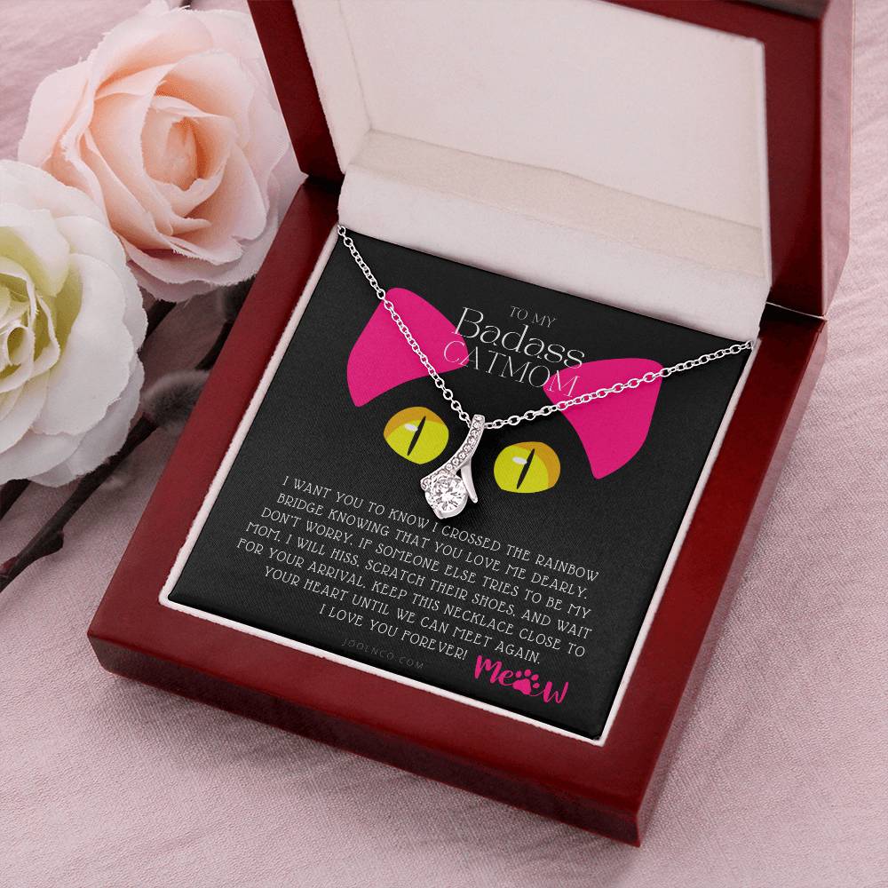 To My Badass Cat Mom Until We Can Meet Again Necklace Loss Of Cat Memorial Necklace Cat Loss Gifts Rainbow Bridge Cat Pet Sympathy Gift 7 Alluring Beauty Necklace