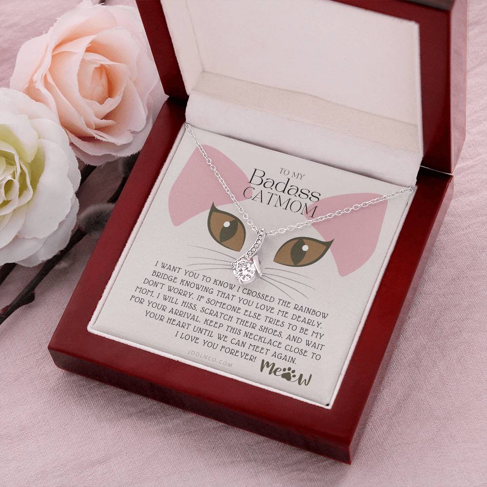To My Badass Cat Mom Until We Can Meet Again Necklace Loss Of Cat Memorial Necklace Cat Loss Gifts Rainbow Bridge Cat Pet Sympathy Gift 5 Alluring Beauty Necklace